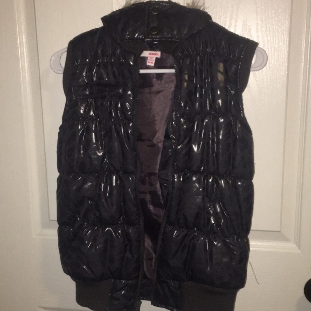 Fur hood puffer vest
